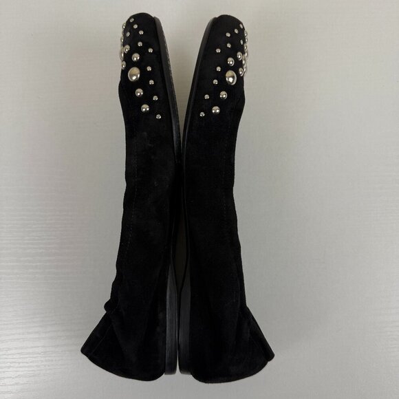 EUC Stuart Weitzman Black Suede Ballet Flats Studded - Picture 7 of 10